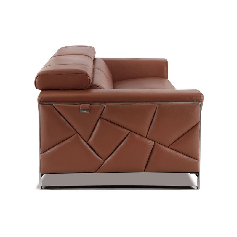 Titan Furnishings Modern Genuine Italian Leather Sofa Set in Camel Brown