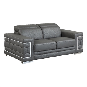 Titan Furnishings 71&quot Modern Genuine Italian Leather Loveseat in Gray