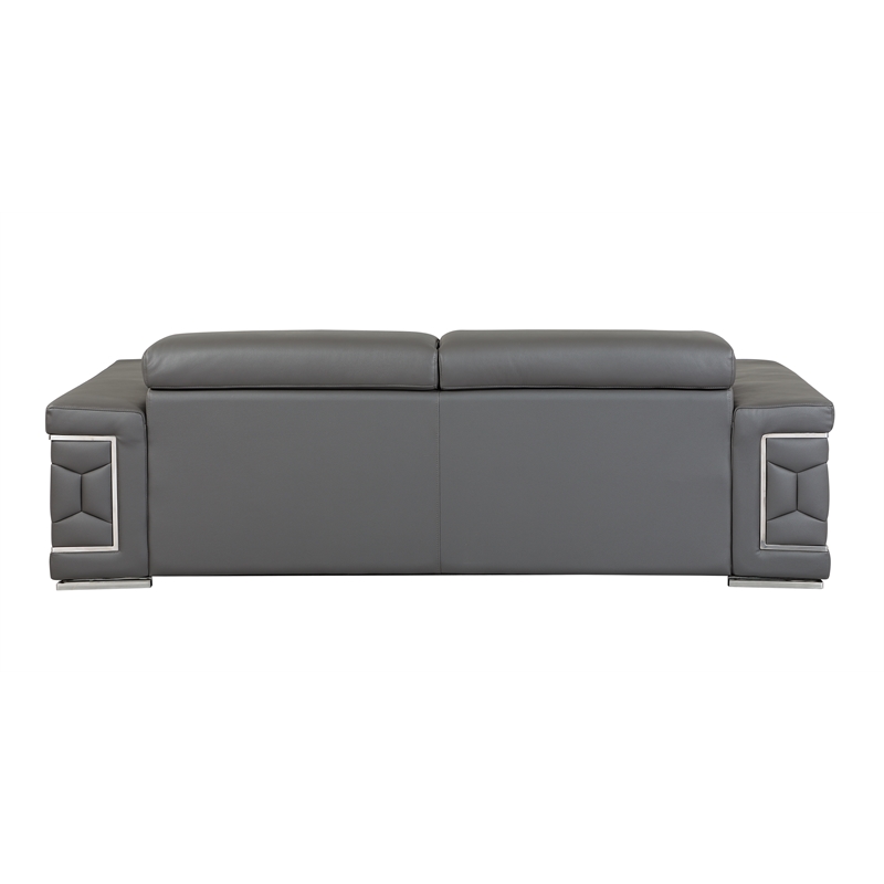 Titan Furnishings Genuine Italian Leather Upholstered Sofa Set in Dark Gray