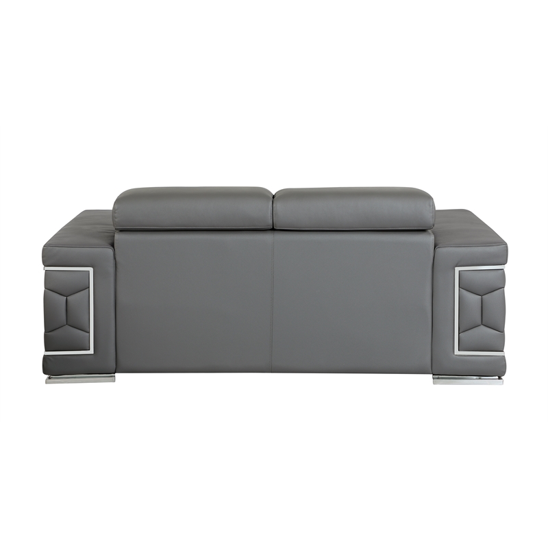 Titan Furnishings Genuine Italian Leather Upholstered Sofa Set in Dark Gray