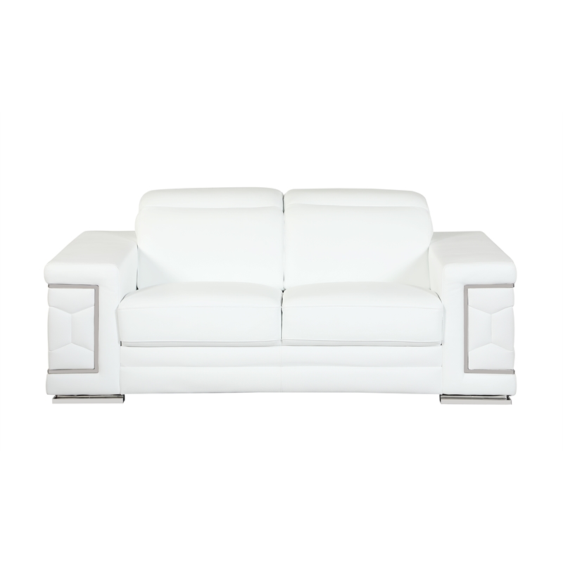 Titan Furnishings Genuine Italian Leather Upholstered Sofa Set in White