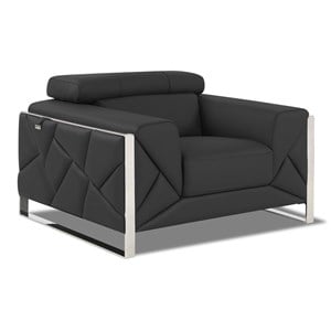 Titan Furnishings 18.5&quot Modern Genuine Italian Leather Chair in Dark Gray