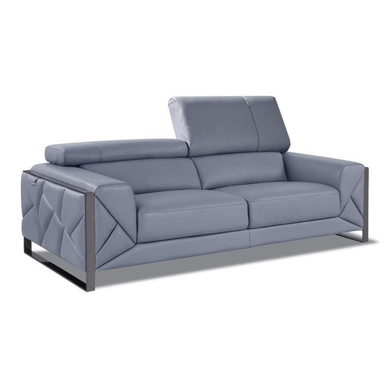 Titan Furnishings Modern Genuine Italian Leather Sofa in Light Blue