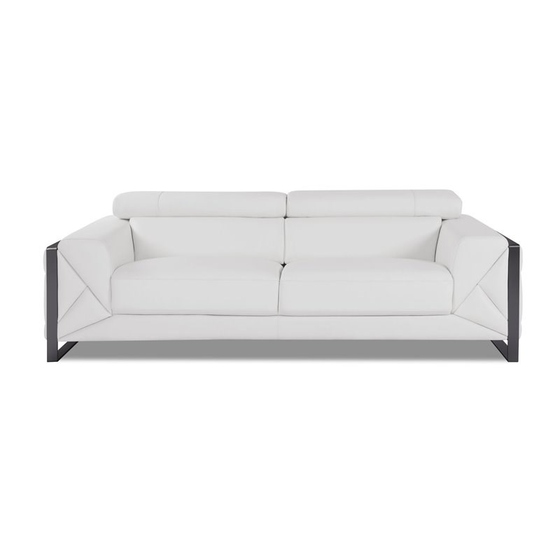 Titan Furnishings Modern Genuine Italian Leather Upholstered Sofa Set in White