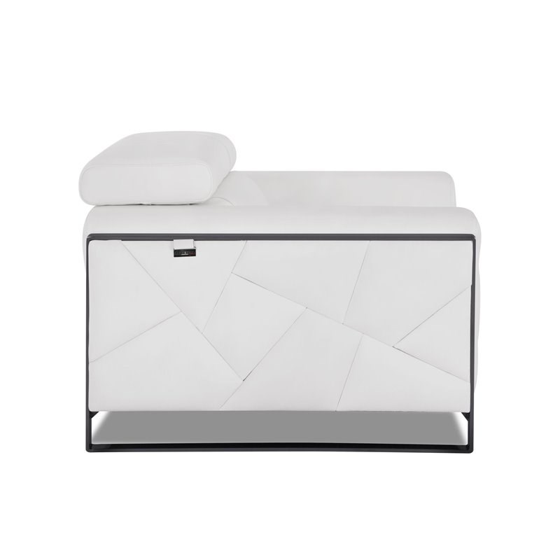 Titan Furnishings Modern Genuine Italian Leather Upholstered Sofa Set in White