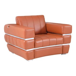 Titan Furnishings 35&quot Modern Genuine Italian Leather Chair in Camel Brown