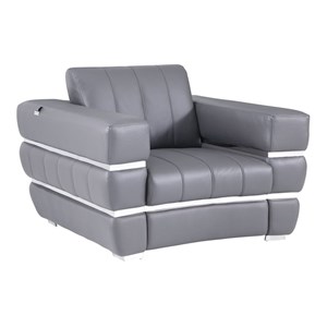Titan Furnishings 35&quot Modern Genuine Italian Leather Chair in Dark Gray
