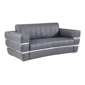 Titan Furnishings 75&quot Genuine Italian Leather Loveseat in Dark Gray