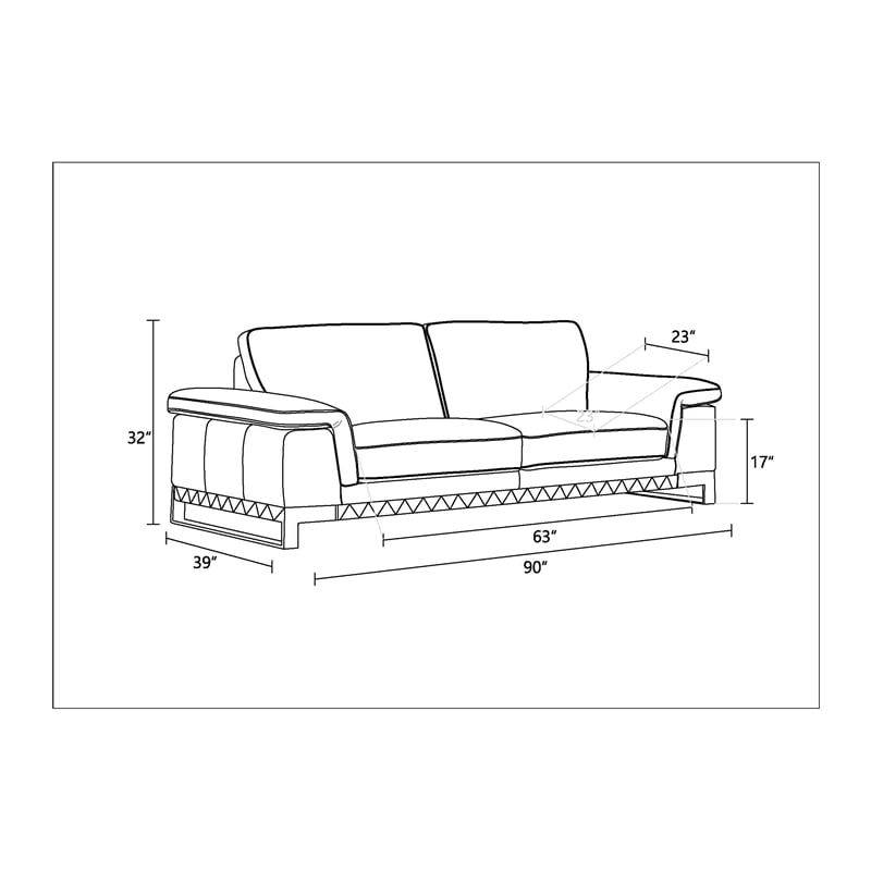 Titan Furnishings Modern Genuine Italian Leather Sofa in Camel Brown