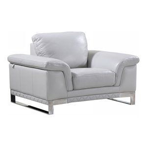 Titan Furnishings 17&quot Modern Genuine Italian Leather Chair in Light Gray