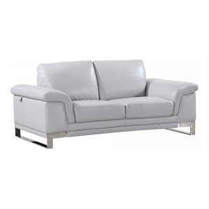 Titan Furnishings 73&quot Genuine Italian Leather Loveseat in Light Gray