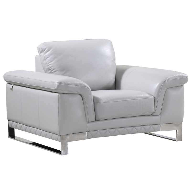 Titan Furnishings Genuine Italian Leather Upholstered Sofa Set in Gray