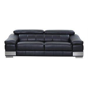 Titan Furnishings 92&quot Modern Genuine Italian Leather Sofa in Black
