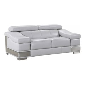 Titan Furnishings 73&quot Modern Genuine Italian Leather Loveseat in Light Gray