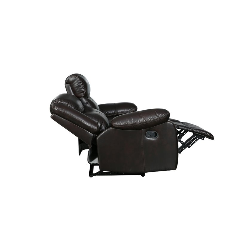 Titan Furnishings Transitional Faux Leather Reclining Sofa and Loveseat in Brown