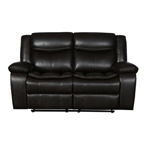 Titan Furnishings 64&quot Transitional Faux Leather Reclining Loveseat in Brown