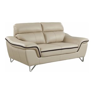 Titan Furnishings 69&quot Modern Leather Loveseat in Beige