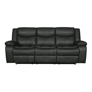 Titan Furnishings Transitional Faux Leather Reclining Sofa Set in Gray