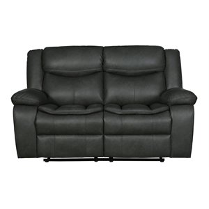 Titan Furnishings 64&quot Transitional Faux Leather Reclining Loveseat in Gray