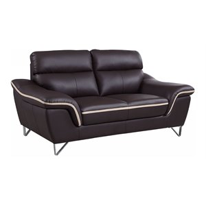 Titan Furnishings 69&quot Modern Leather Loveseat in Brown