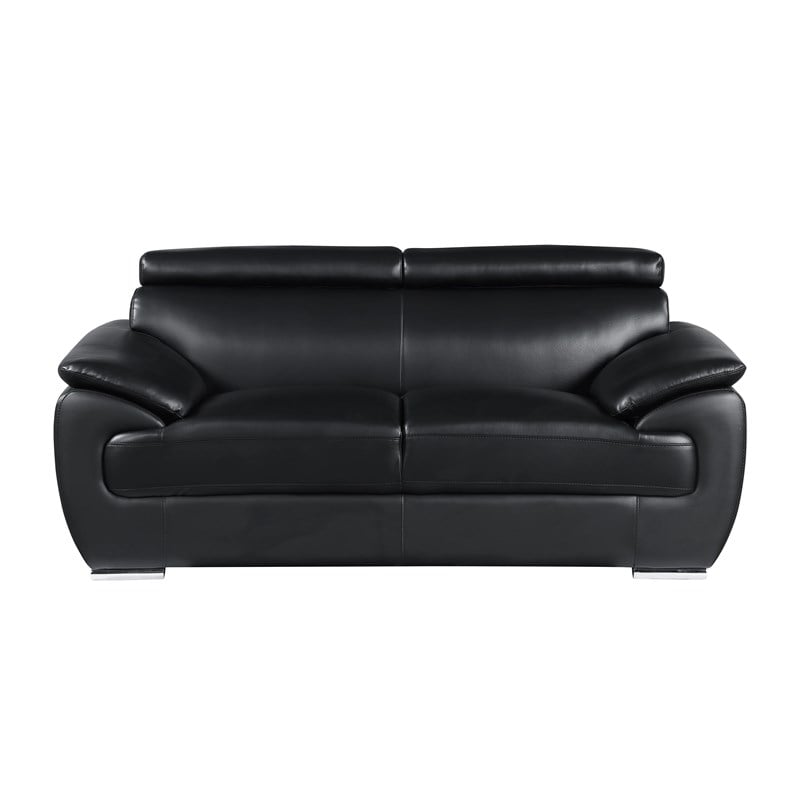 Titan Furnishings Modern Leather Upholstered Recliner Sofa Set in Black