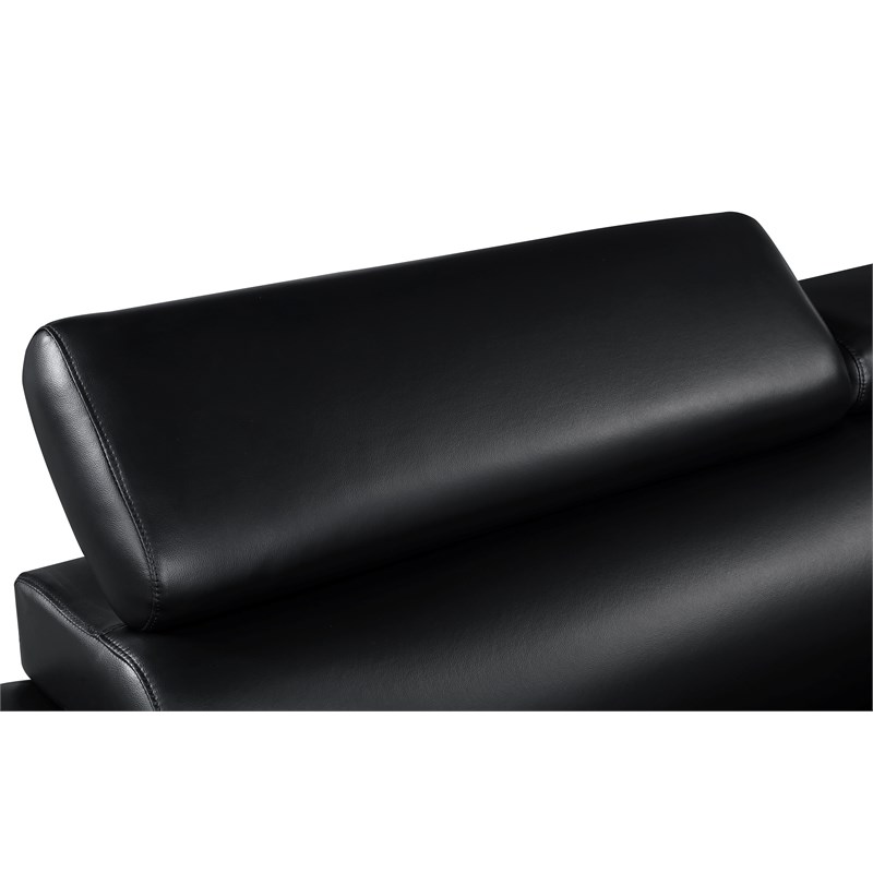 Titan Furnishings Modern Leather Upholstered Recliner Sofa Set in Black