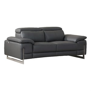 Titan Furnishings 71&quot Modern Genuine Italian Leather Loveseat in Dark Gray