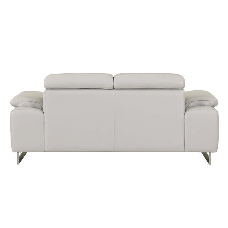 Titan Furnishings Genuine Italian Leather Upholstered Sofa Set in Light Gray
