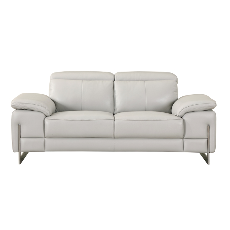 Titan Furnishings Genuine Italian Leather Sofa & Loveseat Set in Light Gray