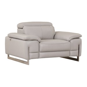 Titan Furnishings 31&quot Modern Genuine Italian Leather Chair in Light Gray