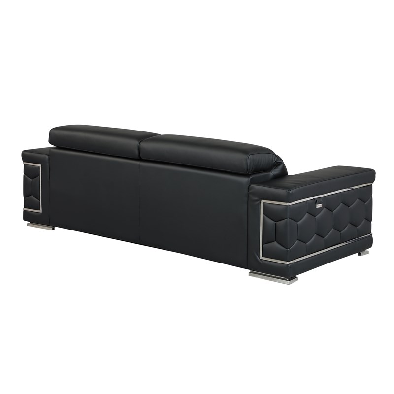 Titan Furnishings Genuine Italian Leather Sofa and Loveseat Set in Black