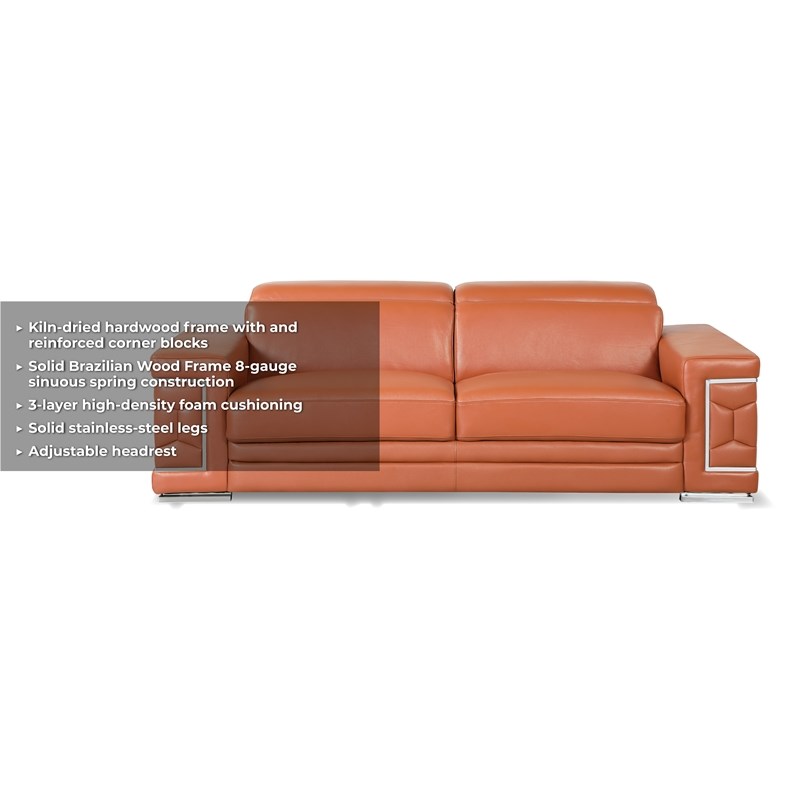Titan Furnishings Genuine Italian Leather Sofa and Loveseat Set in Black