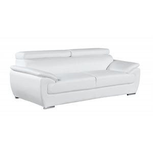 Titan Furnishings 86&quot Modern Wood and Leather Sofa with Fiber Back in White