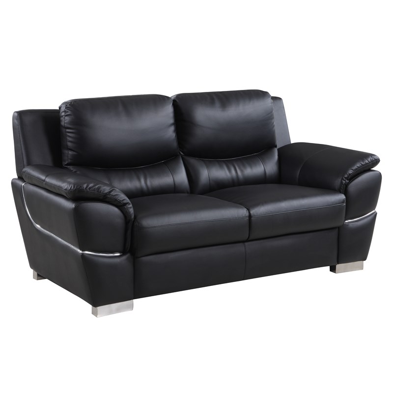Titan Furnishings Modern Leather Upholstered Sofa & Loveseat Set in Black