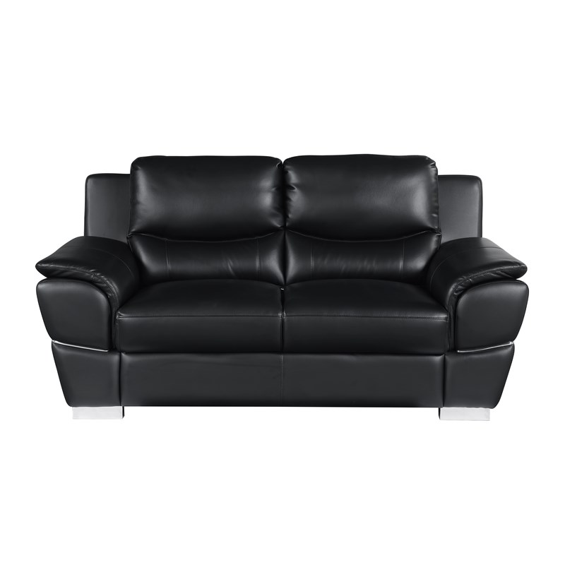Titan Furnishings Modern Leather Upholstered Sofa & Loveseat Set in Black