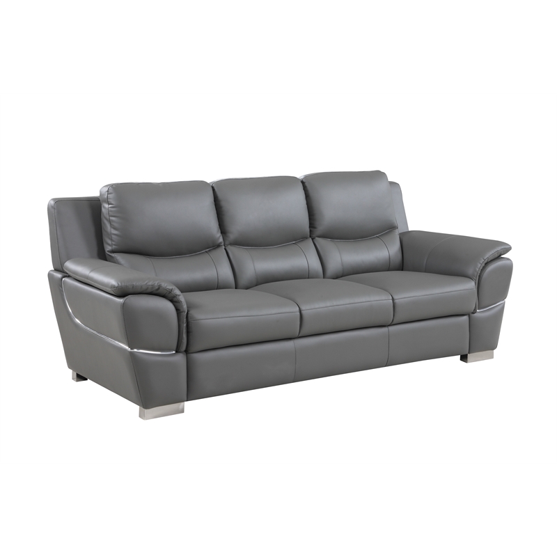 Titan Furnishings Modern Leather Upholstered Sofa Set in Gray