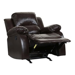 Titan Furnishings 36&quot Transitional Faux Leather Reclining Chair in Brown
