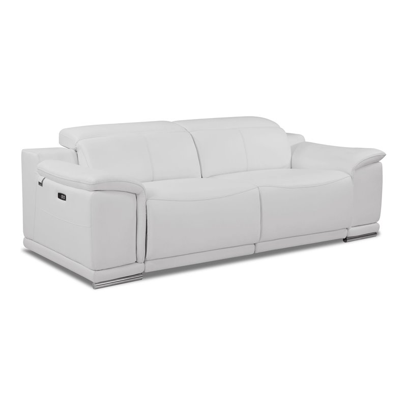 Titan Furnishings Genuine Italian Leather Power Reclining Sofa in White