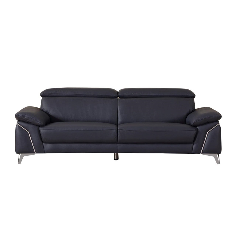 Titan Furnishings Modern Genuine Italian Leather Sofa & Loveseat Set in Navy