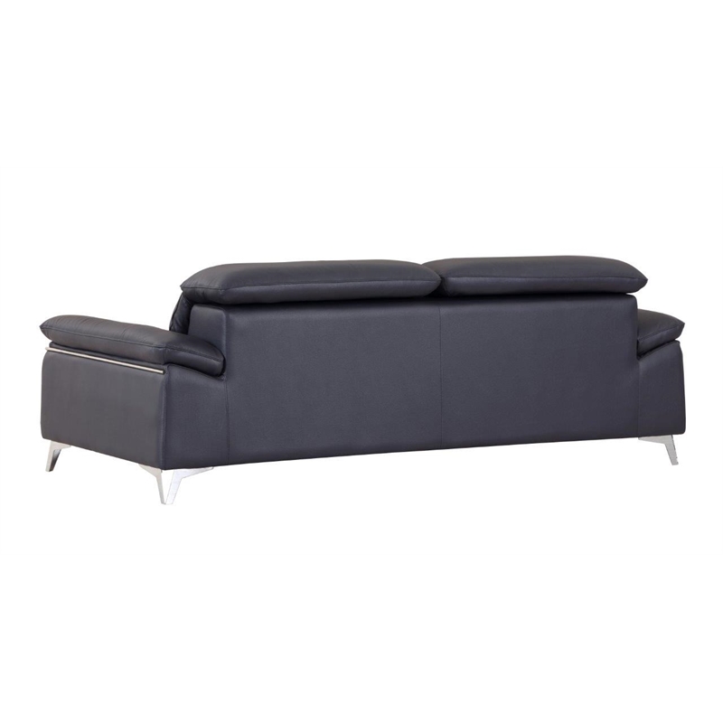 Titan Furnishings Modern Genuine Italian Leather Sofa & Loveseat Set in Navy