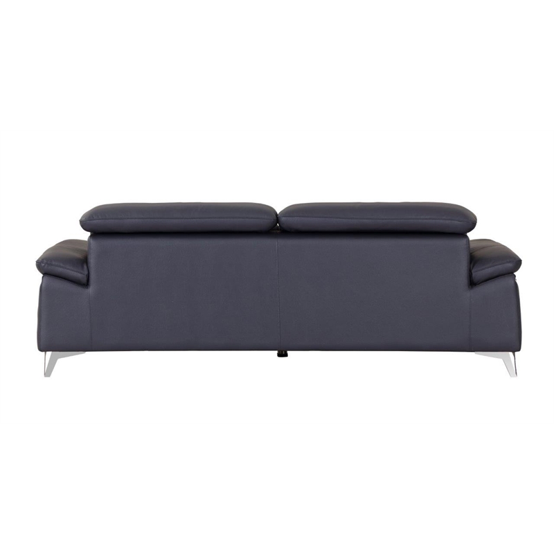 Titan Furnishings Modern Genuine Italian Leather Sofa & Loveseat Set in Navy