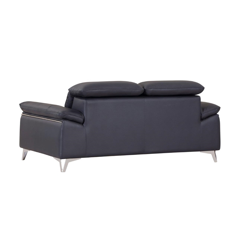 Titan Furnishings Modern Genuine Italian Leather Sofa & Loveseat Set in Navy