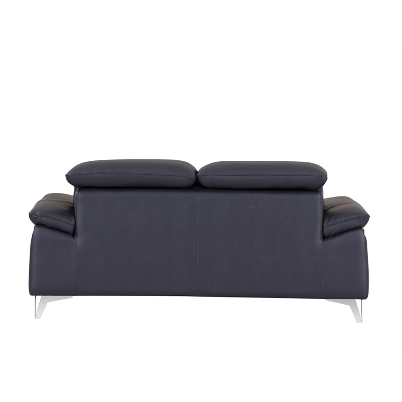 Titan Furnishings Modern Genuine Italian Leather Sofa & Loveseat Set in Navy