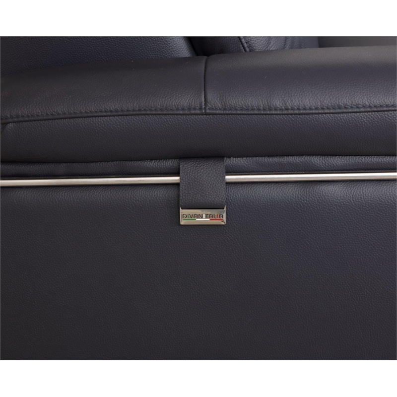 Titan Furnishings Modern Genuine Italian Leather Sofa & Loveseat Set in Navy