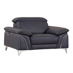 Titan Furnishings 31&quot Modern Genuine Italian Leather Chair in Navy