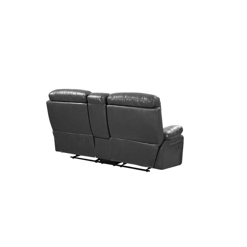 Titan Furnishings Modern Faux Leather Console Loveseat in Gray