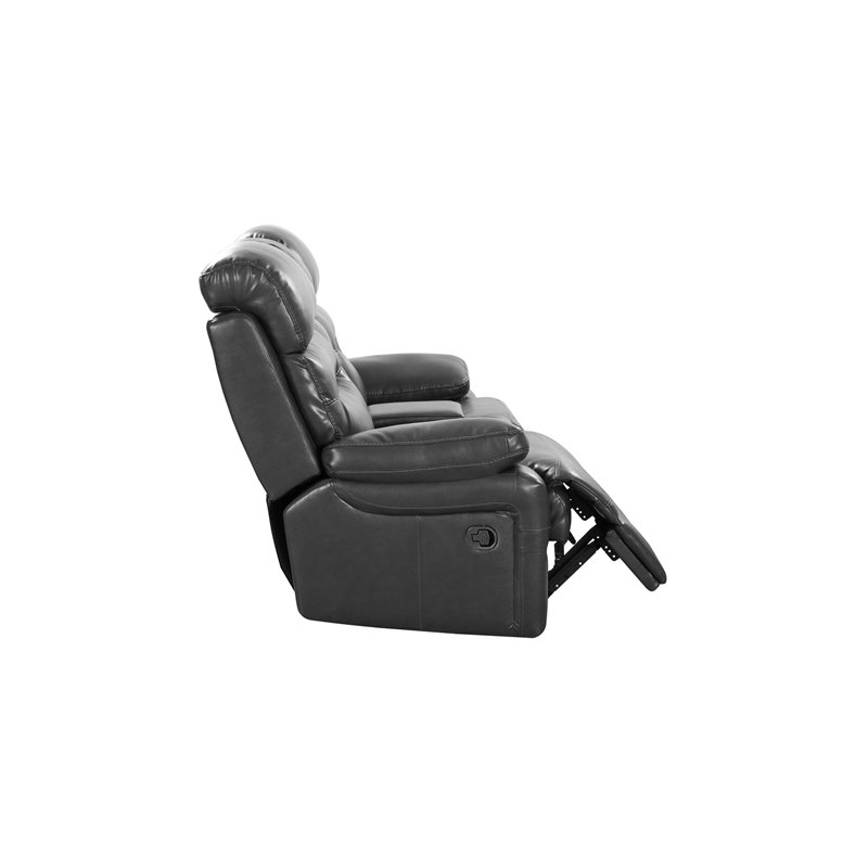 Titan Furnishings Modern Faux Leather Console Loveseat in Gray