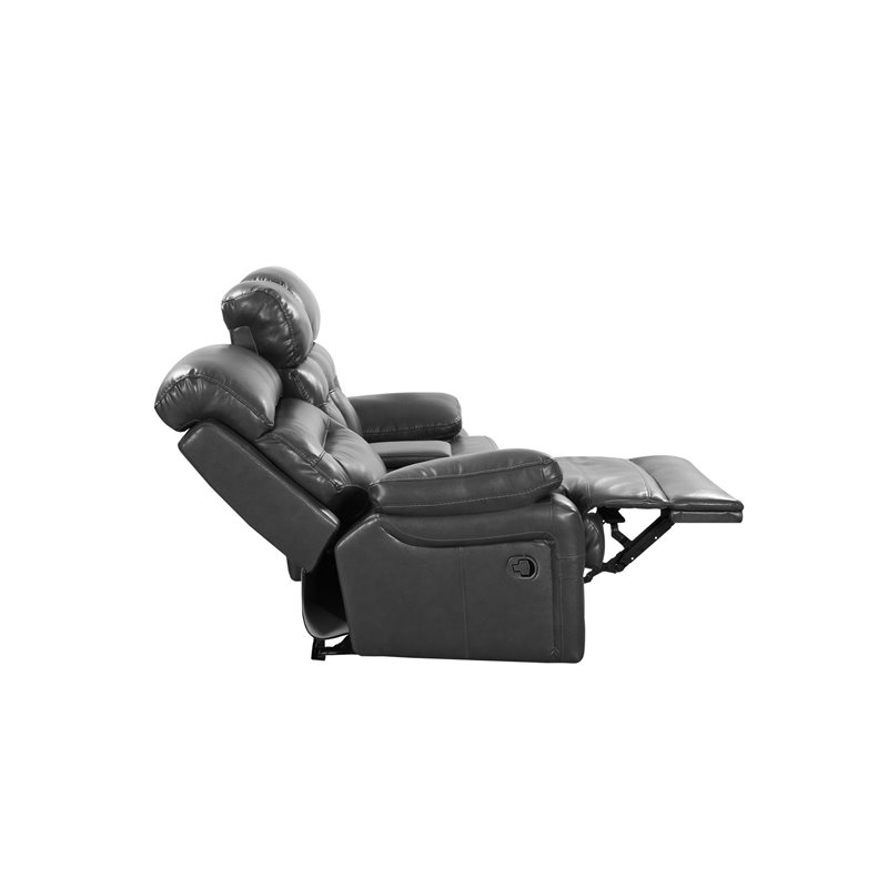 Titan Furnishings Modern Faux Leather Console Loveseat in Gray