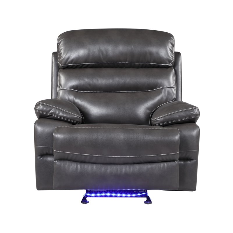 Titan Furnishings Modern Faux Leather Power Reclining Chair in Gray