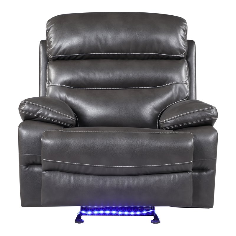 Titan Furnishings Modern Faux Leather Power Reclining Chair in Gray